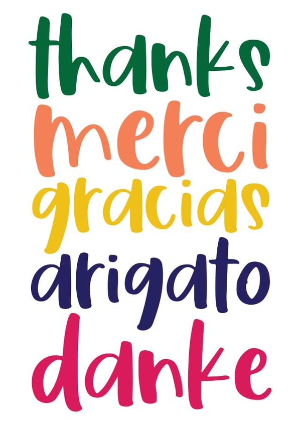 Multi Language Thank You Card created by Russet and Gray