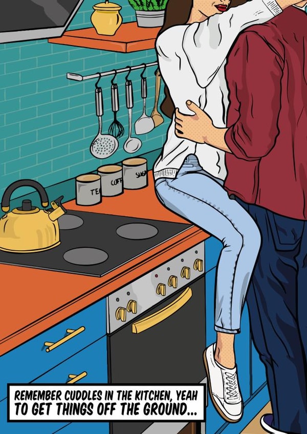 Cute Arctic Monkeys Anniversary Card / Valentines Day Card - Mardy Bum - Remember Cuddles In The Kitchen Yeah To Get Things Off The Ground created by Pop Sharts