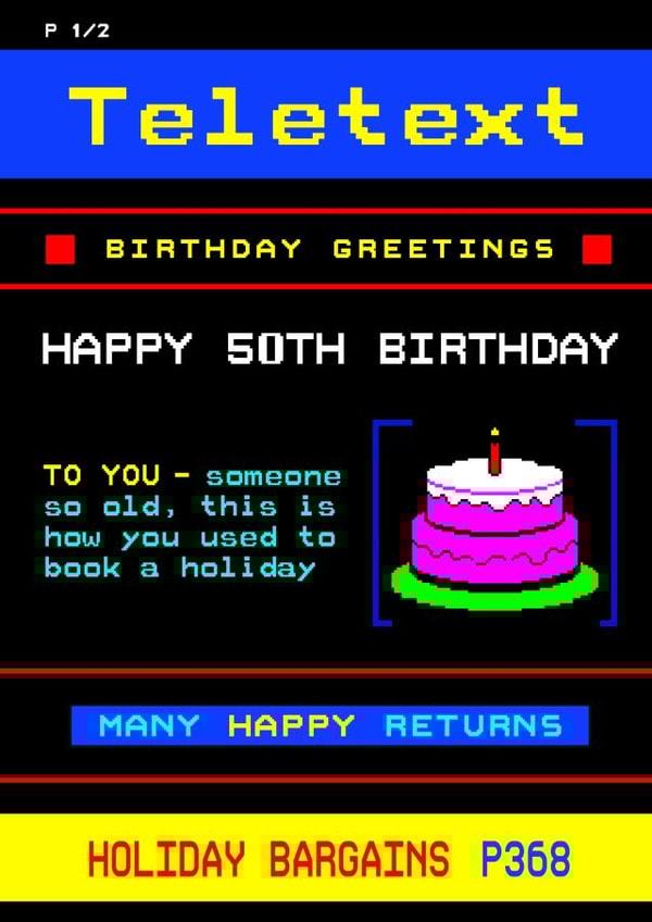 Teletext 50th Birthday Card created by Of Life & Lemons Ltd.
