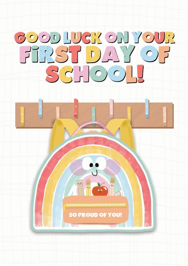FIRST DAY OF SCHOOL, Good Luck Card created by Athelea Grey