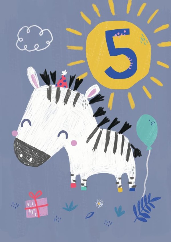 5th birthday zebra card created by Laura Pantony