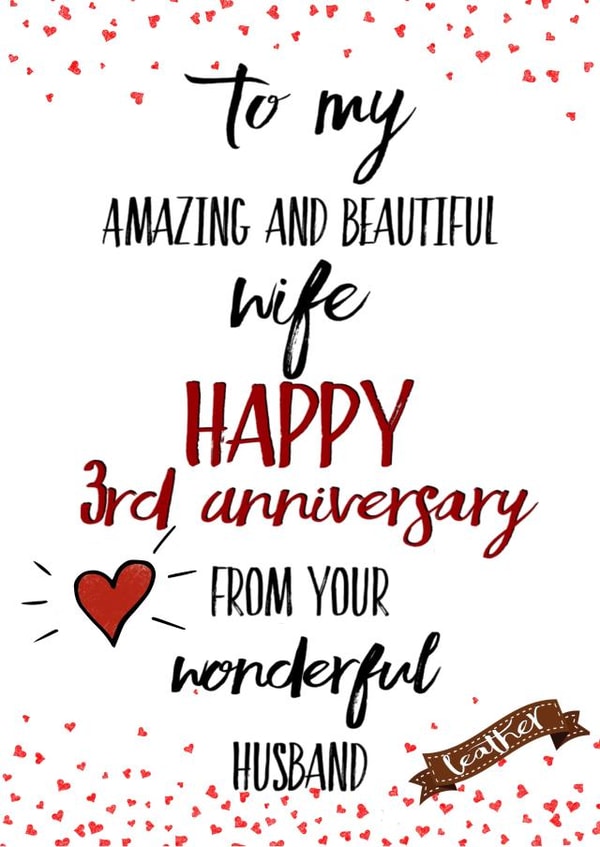 Wife Happy 3rd (leather) Anniversary created by Kerrylovescards