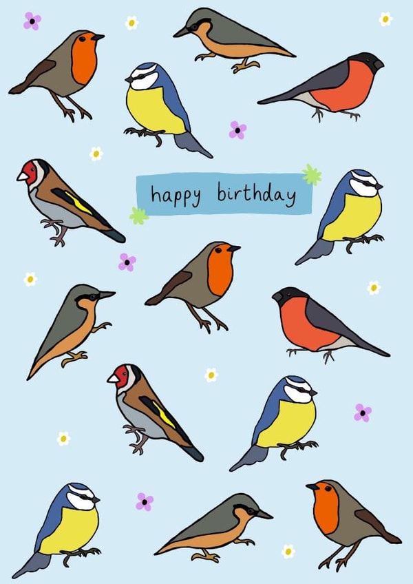 UK Garden Bird Birthday Card 1000 created by Zoë Nash