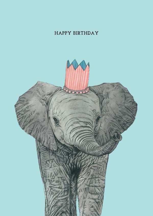 Elephant in a Party Hat Card created by Amelia Ilangaratne