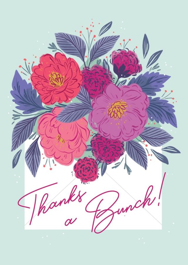 Thanks a Bunch, Flowers and Envelope Card created by Paper Raven Co.