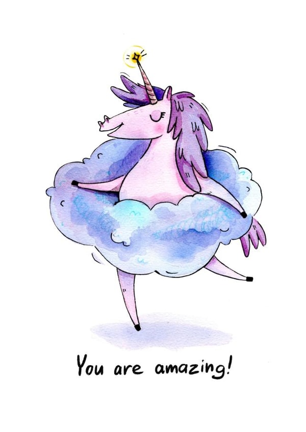 You are amazing, Unicorn Congratulations created by Ekaterina Goncharova