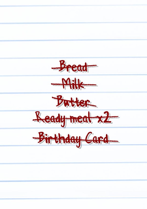 Shopping List Birthday Card created by King Kards