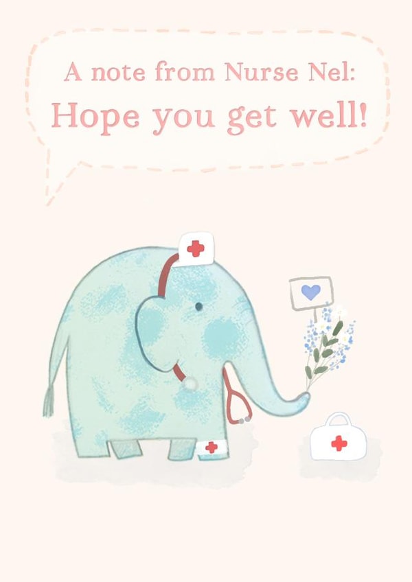 Nurse Nel Elephant Get Well soon card created by Carina Roberts