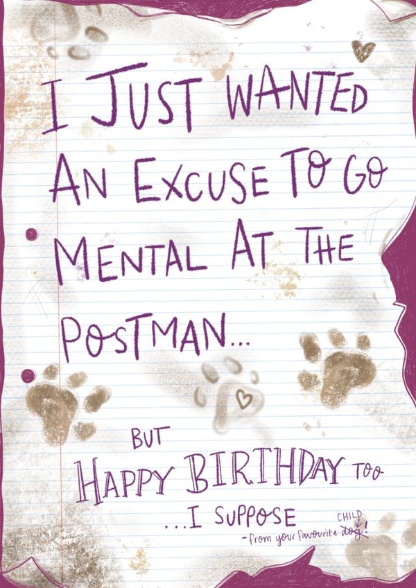 Scrap paper note from the barking dog happy birthday card created by Envy Row