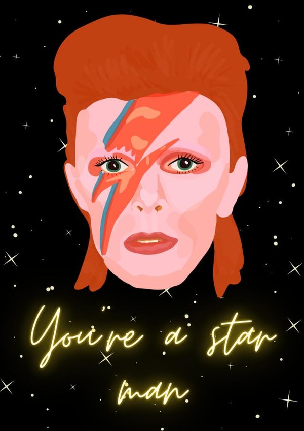 David Bowie Card Star Man created by Lucy Digital Designs