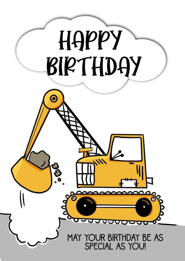 Contruction big digger birthday card created by The Arty Apples Limited