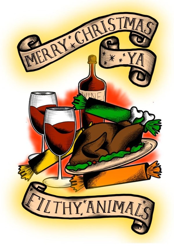 Traditional Tattoo Style Christmas Card  created by Molly Starkes