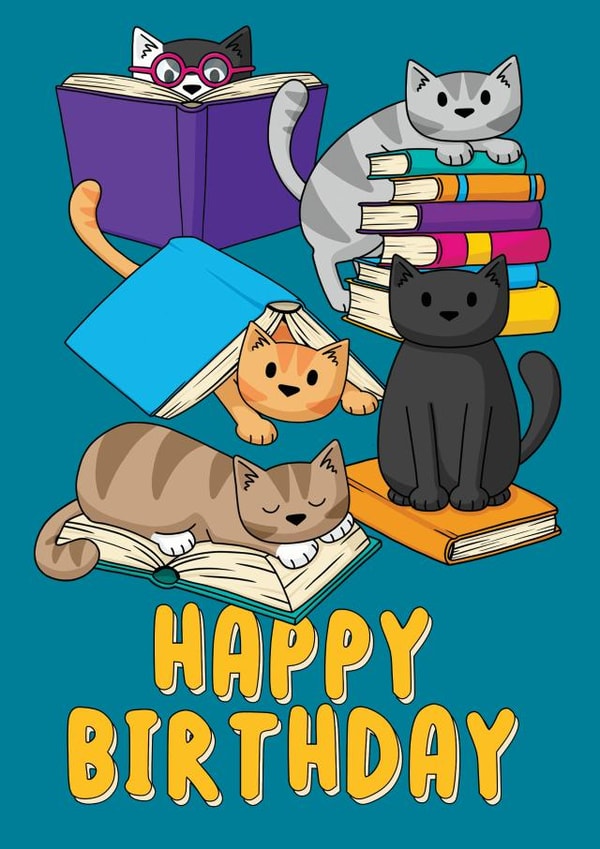 Happy Birthday Book Cats created by Doodlecats