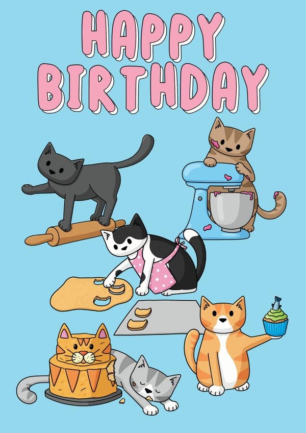 Happy Birthday Baking Cats created by Doodlecats