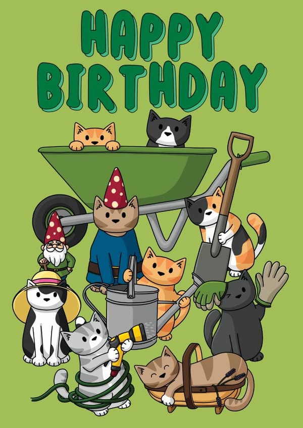 Happy Birthday Gardening Cats created by Doodlecats