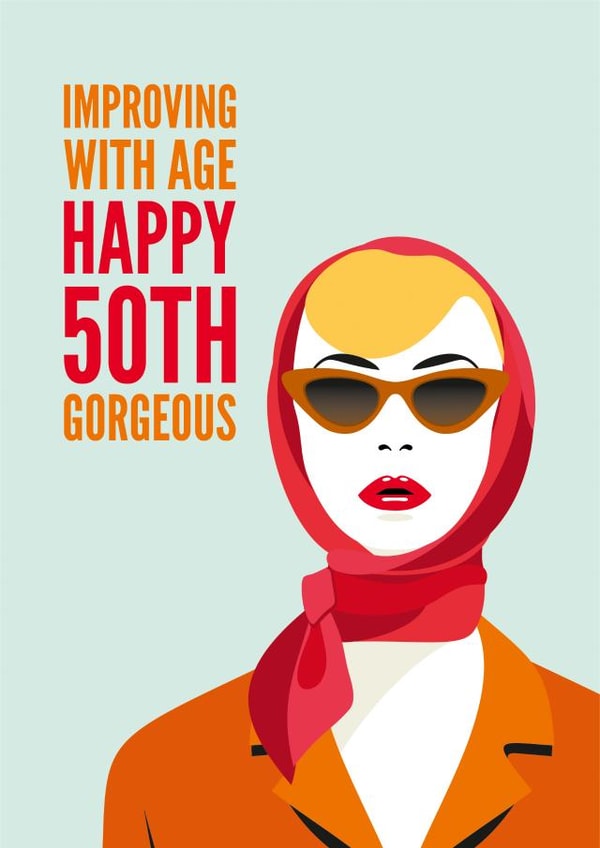 50th Birthday Card for Her, improving with age created by Diva Doodle Designs