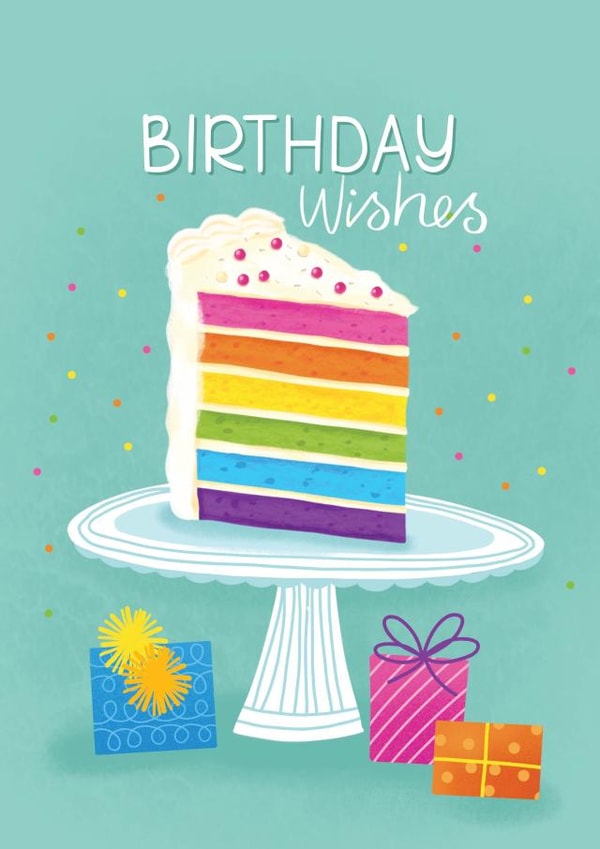 Birthday wishes rainbow cake created by Paper Valley Design Studio
