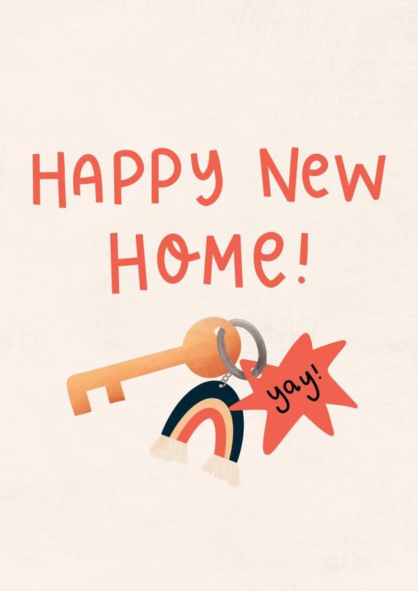 Cute House Keys New Home Card - Happy New Home! created by @pepperpeachillustrations
