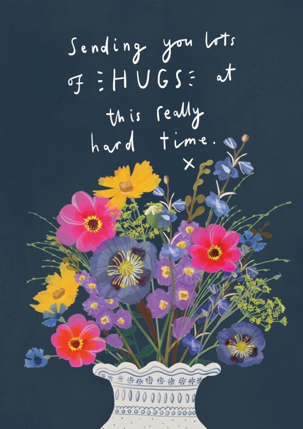 Floral sending hugs Sympathy card, difficult time card, lots of love created by Hannah Owen Illustrates