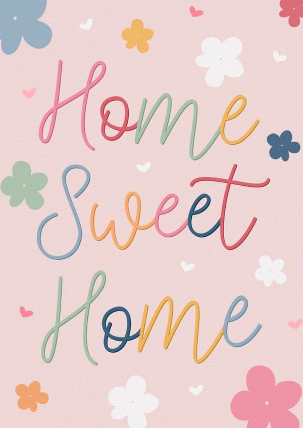 Cute Floral Typography New Home Card - Home Sweet Home | thortful