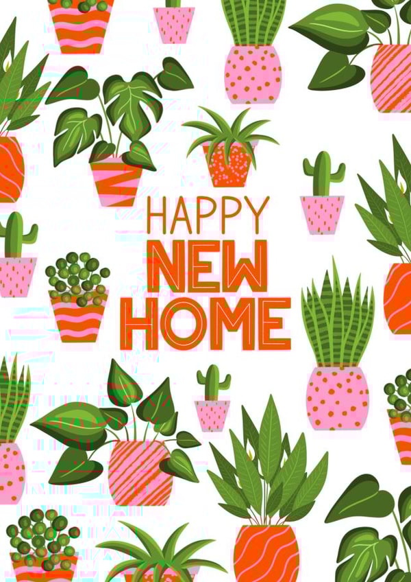 Pretty House Plant New Home Card - Plants - Cactus - Happy New Home created by Sarah Cowan