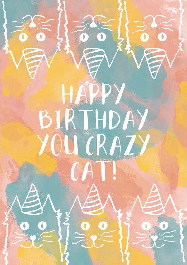 Happy Birthday you crazy cat created by Rachel Trainor
