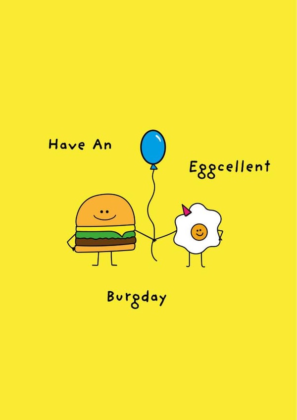 Cute Egg Burger Birthday Greetings Card created by Torts Allsorts