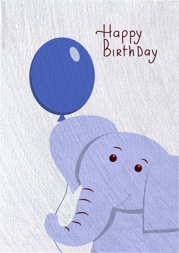 Birthday card with cute baby elephant and balloon created by Andreeva Kate