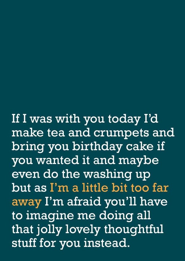 Long Distance - Birthday Card - Card For Loved One - Family - Too Far Away created by The Right Lines