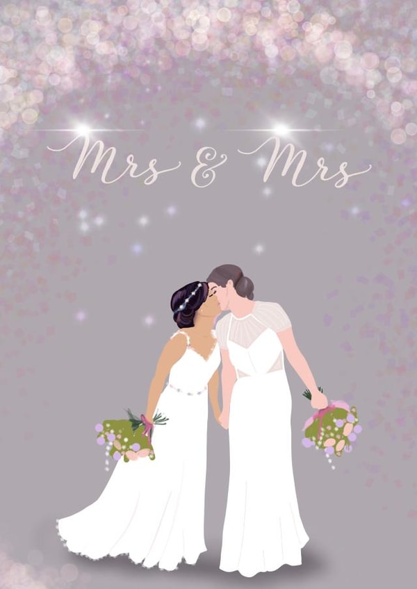 Mrs & Mrs - Artistic Wedding Card created by Yamaste Art