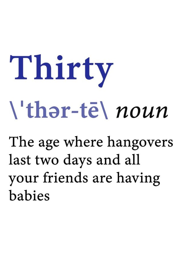 Thirty Definition 30th Birthday Card created by @RoseDesignCards