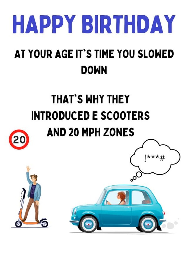 Funny Birthday card for motorists created by Jan Munro