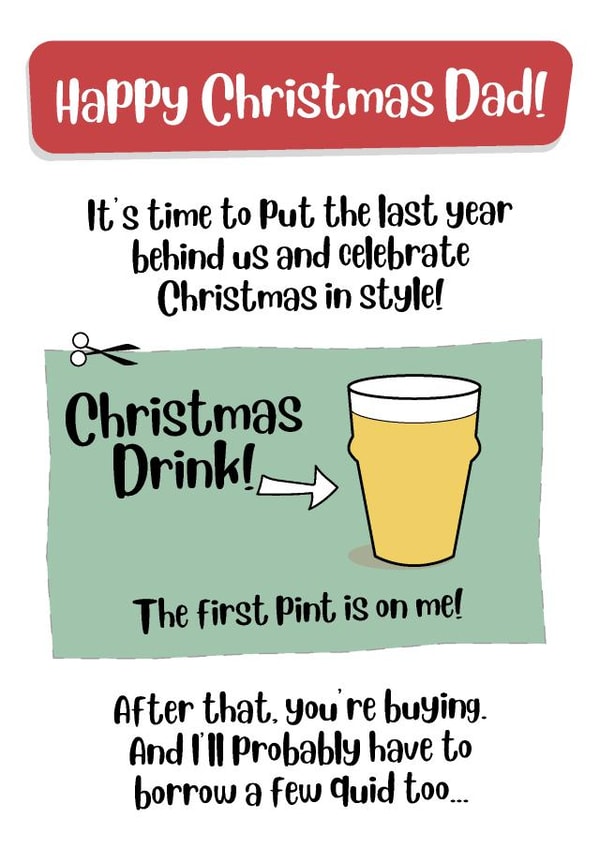 Christmas Pint on Me dad! christmas card created by Codfish Design