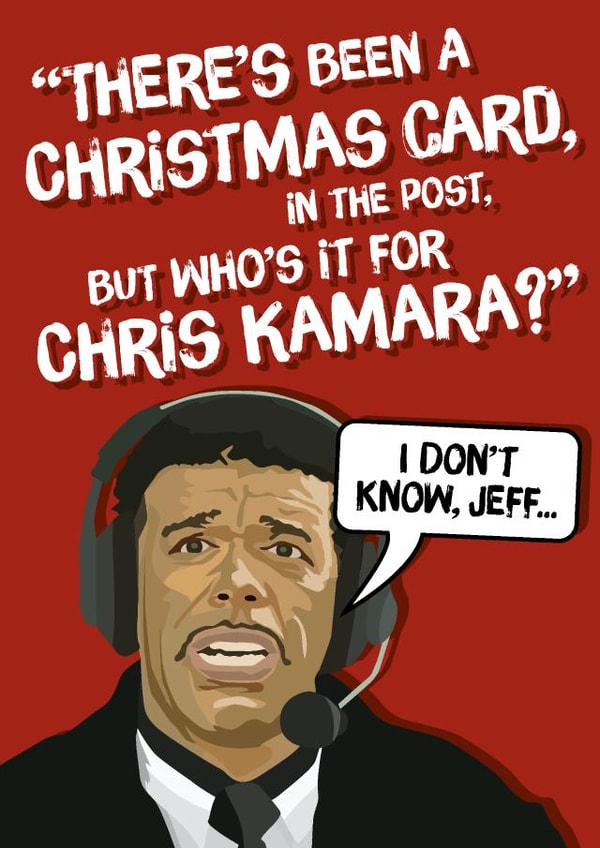 Chris Kamara Christmas card created by Codfish Design