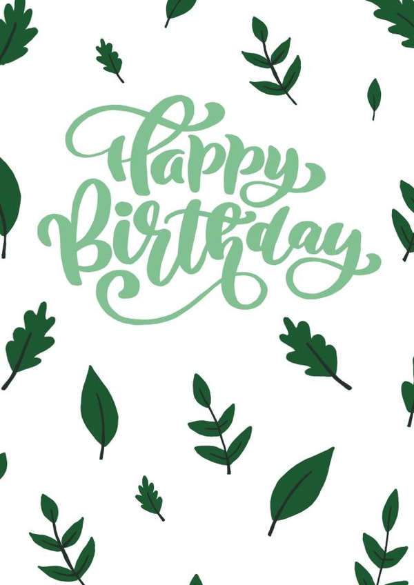 Leaf nature happy birthday card created by Amber Kilsby