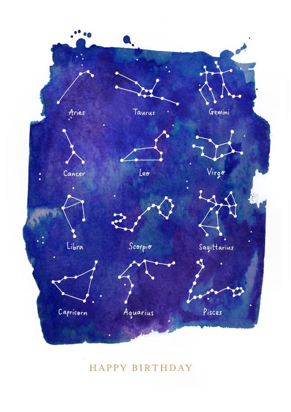 Constellation birthday card created by Katie Moody