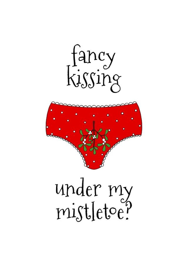 Cheeky Christmas card for your husband or boyfriend created by Chibi Chi Designs