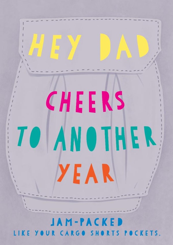 Dad's Cargo Shorts Pockets birthday card created by Deborah Chou
