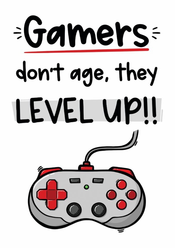 Gamer Level Up Birthday Card - Teenage Boy Birthday Card created by The Laughing Sloth