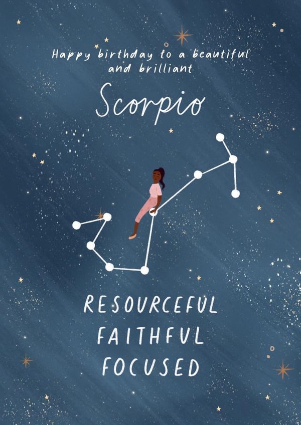 Scorpio Astrology Star Sign Happy Birthday Card created by Flourish Paperworks