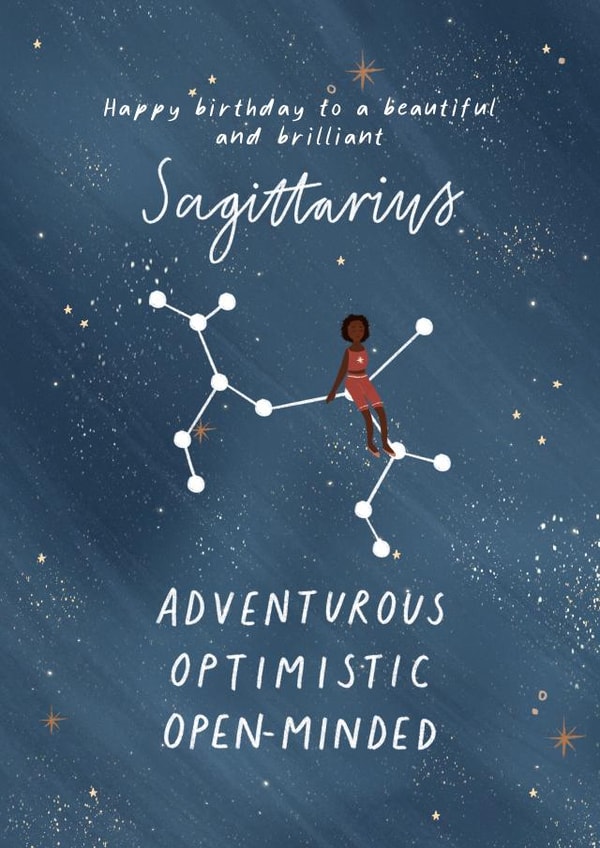 Sagittarius Astrology Star Sign Happy Birthday Card created by Flourish Paperworks