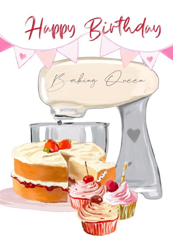 Cute Birthday Card - Baking Queen - Cakes created by Leanne Mullen