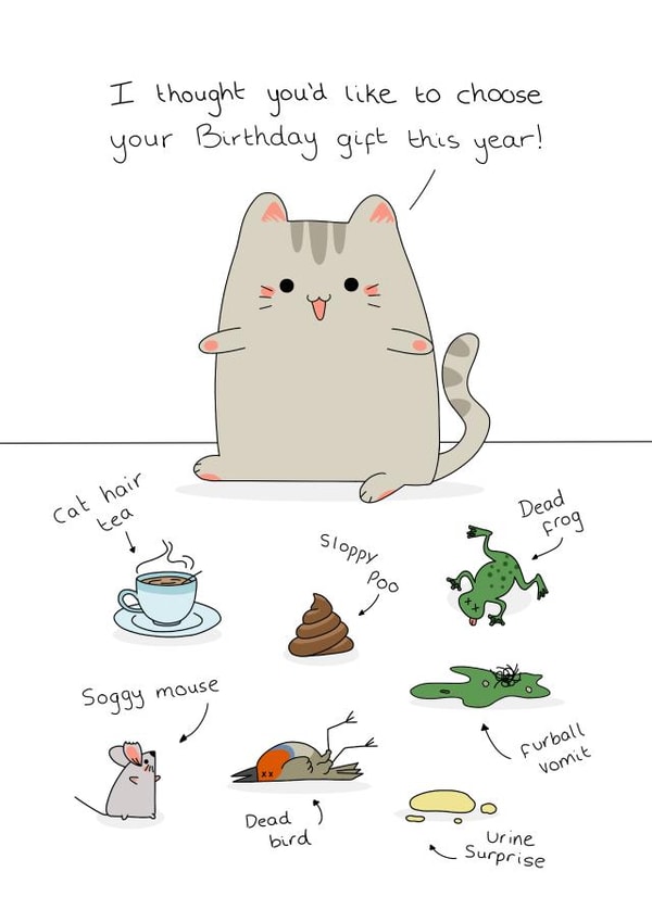 Funny Cat Gift Birthday Card created by Evie Garnett Designs