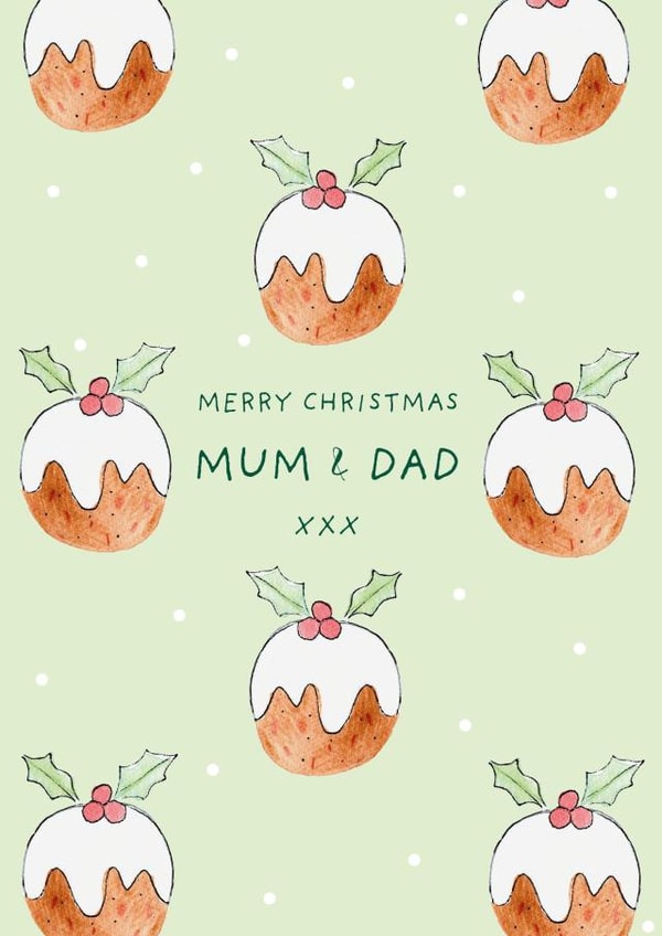 Cute Christmas Pudding Mum and Dad Card created by Juniper and Rose Studio