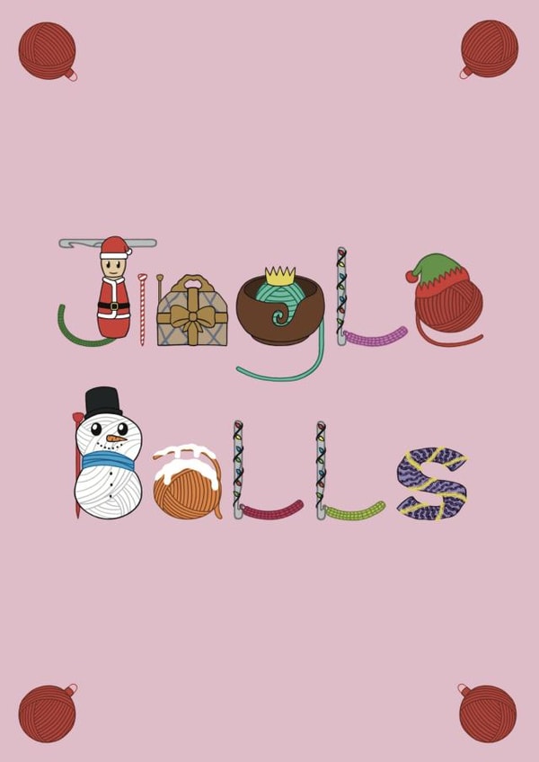 Christmas themed knitting / wool / yarn / crochet card created by @hairheadsart