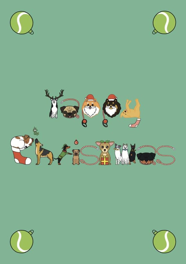 Christmas Dogs design card created by @hairheadsart