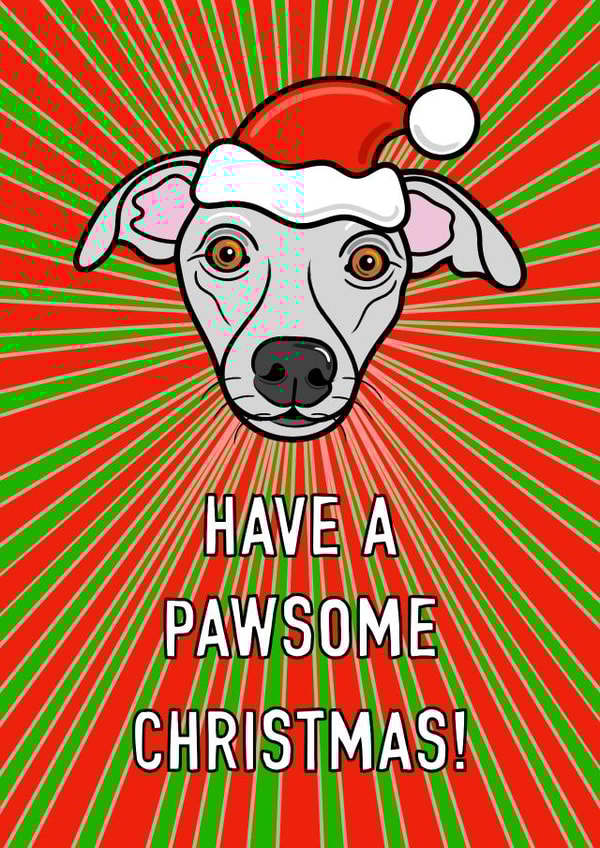 Whippet dog Christmas card created by Adam Regester