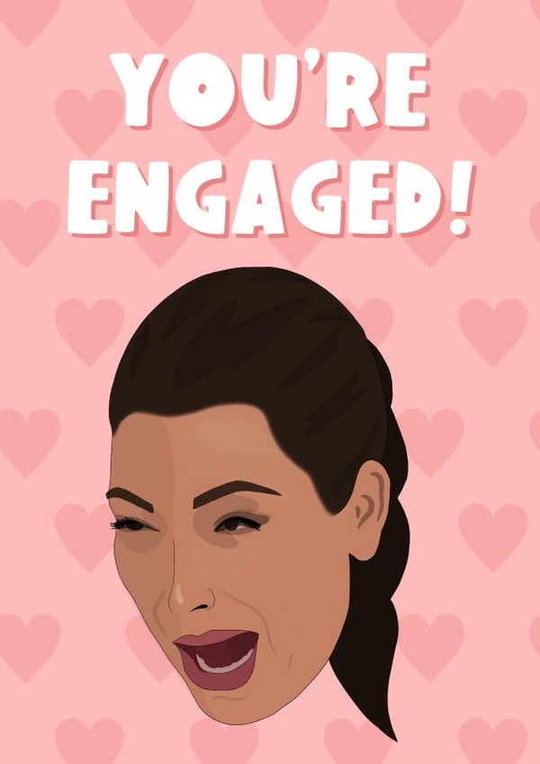 Kim Kardashian Crying Face - Funny Engagement Card created by The Foxy Lemon Co.