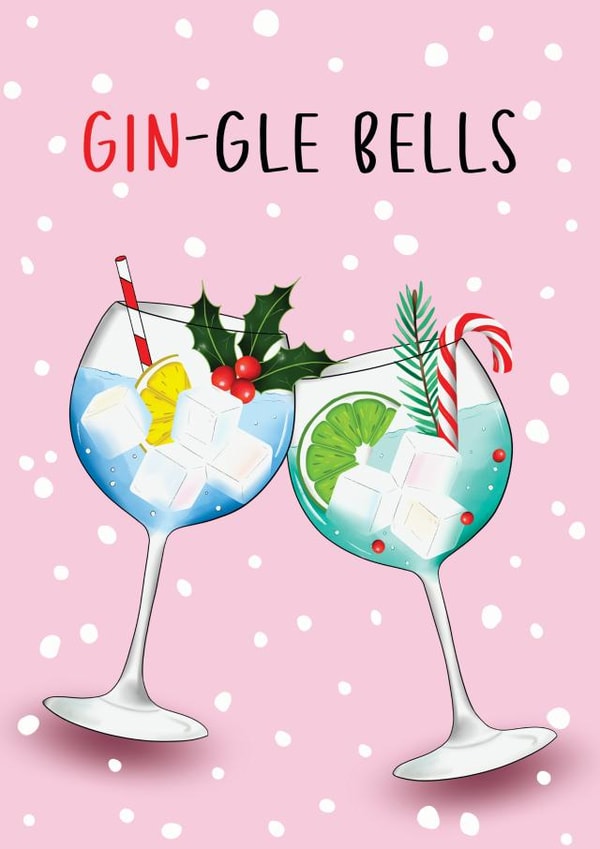 Gin-gle Bells Gin Cocktail Glasses Christmas Card created by Amy Florence Design