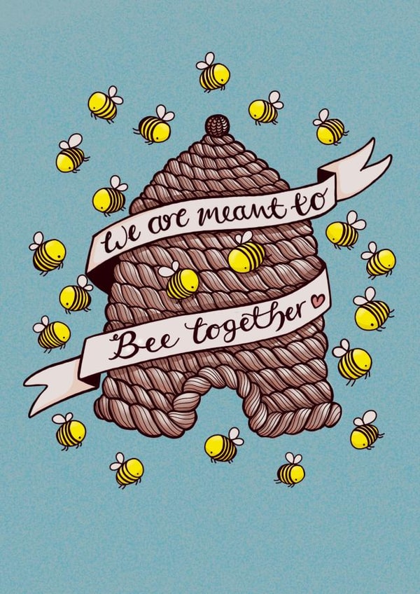 Meant to Bee, wedding, anniversary, valentine card created by Oh Milo Made